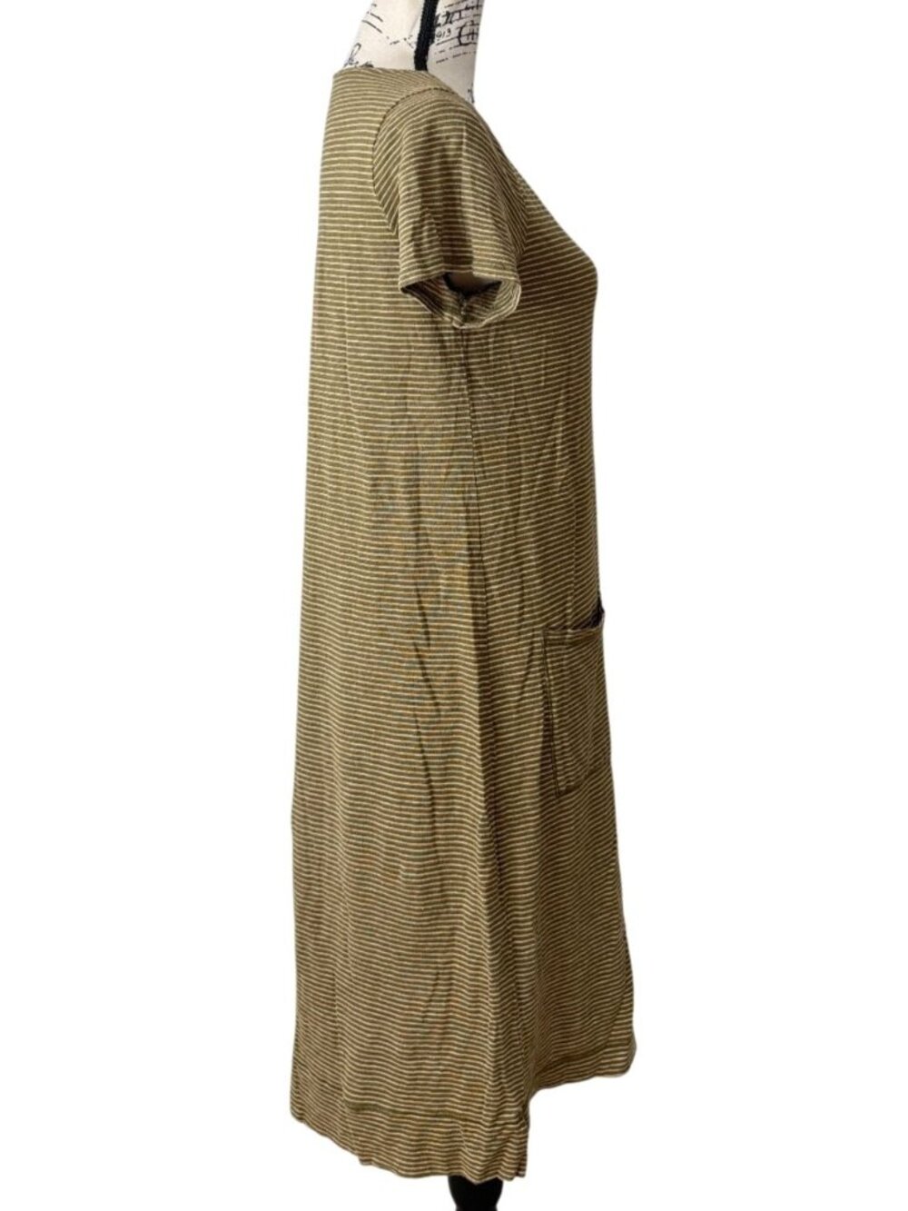 Eileen Fisher Striped Dress With Pockets Hemp Organic Cotton Womens Size XS - Picture 2 of 7